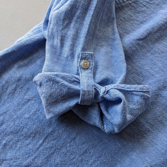 Orvis linen blend long sleeve button down shirt with tab sleeves - Picture 4 of 12